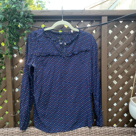 Talbots Navy Top with Multicolor Dots - Picture 4 of 4